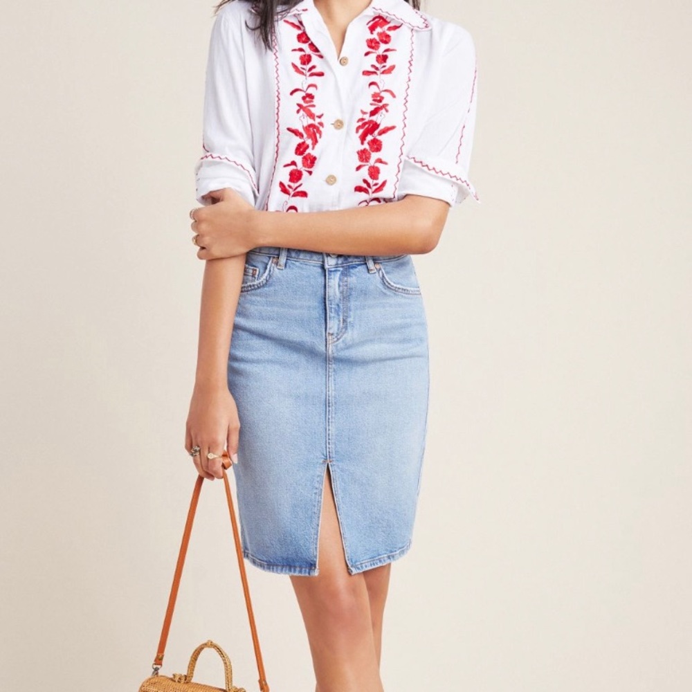 Pilcro classic denim pencil skirt